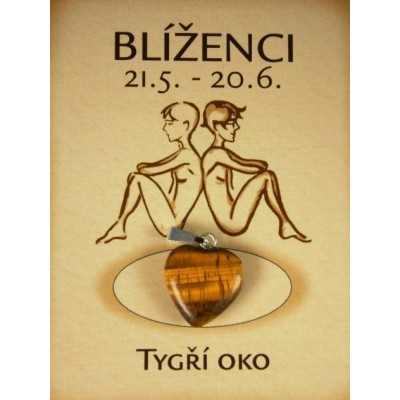 blíženci - tygří oko srdce