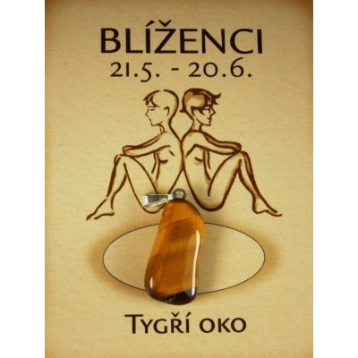 blíženci - tygří oko valounek
